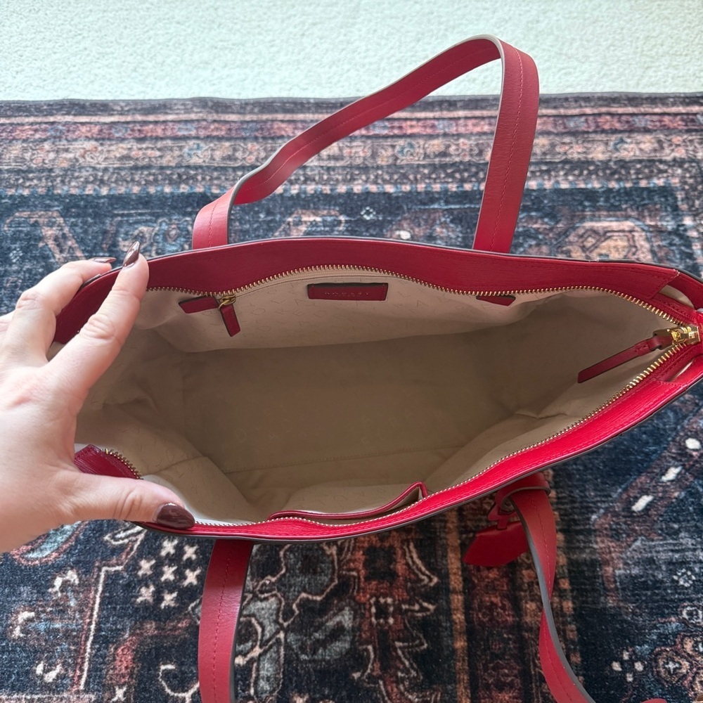 NWOT Radley London Street Large Zip Top Red Shoulder Purse Bag - Picture 4 of 6